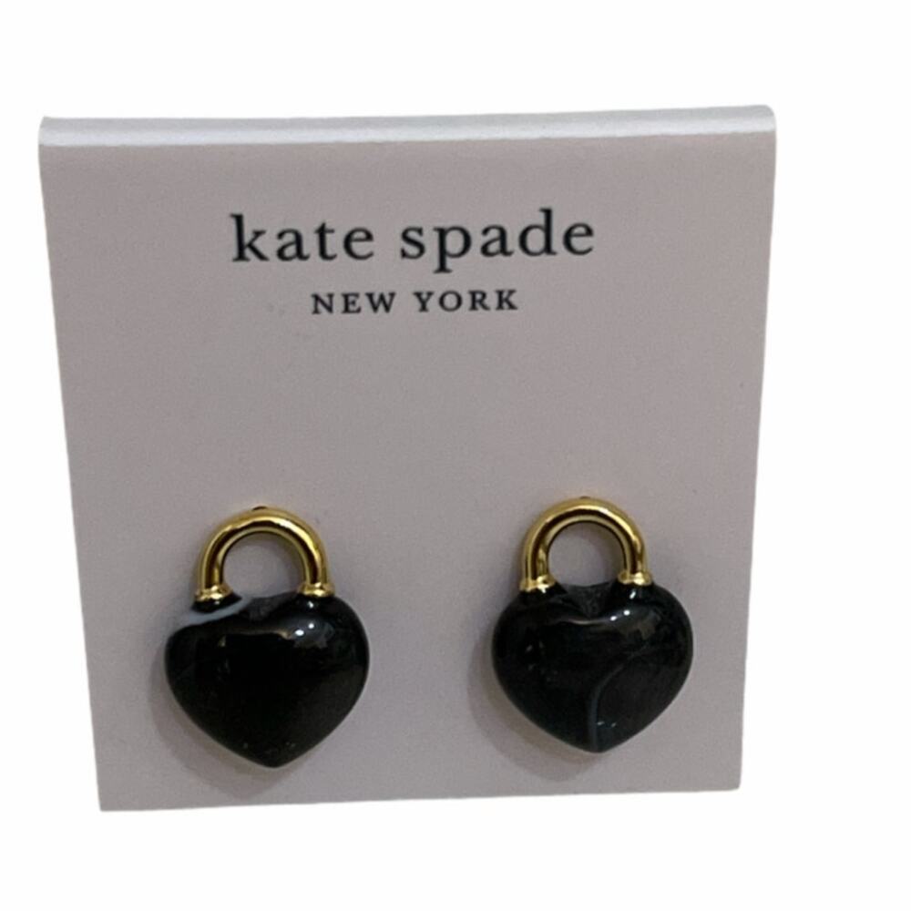 Kate Spade open heart stone lock studs